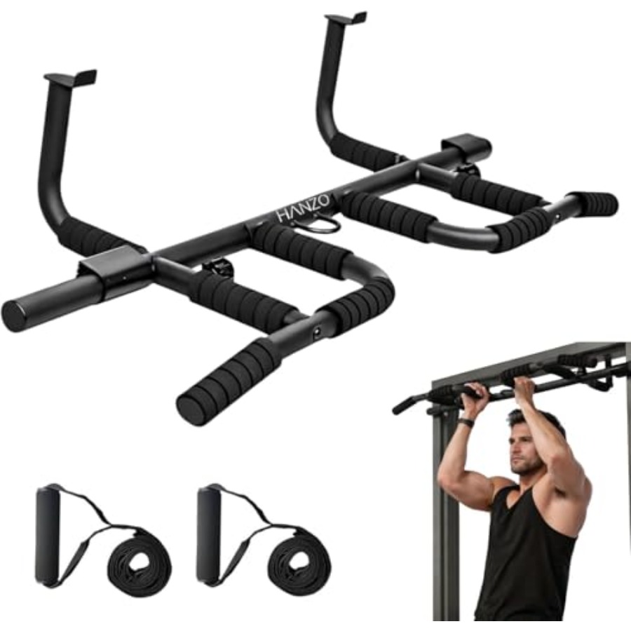 مجموعة قضبان سحب للباب مع أحزم - مراجعة Door Pull Up Bar No Screw وسعره